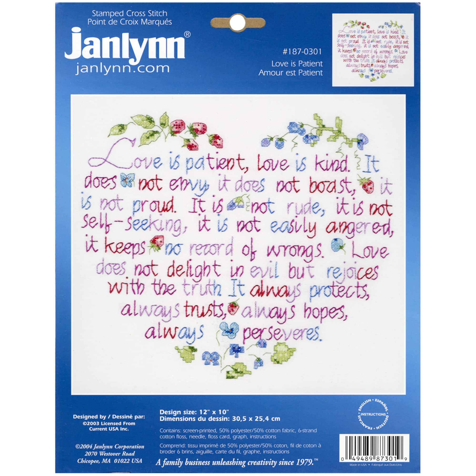 Janlynn® Love Is Patient Stamped Cross Stitch Kit